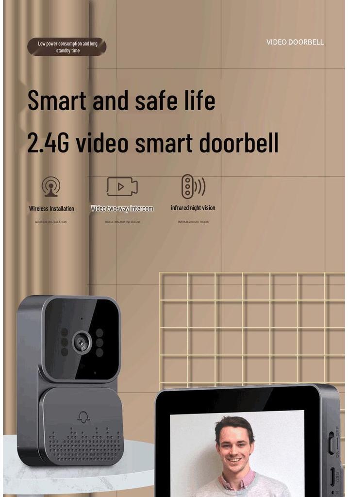 Smart Video Doorbell with Camera, Remote Monitoring, and Display Screen