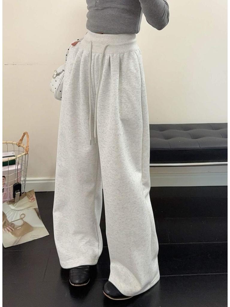 Korean Style High Waist Drawstring Drape Pants - Women's Casual Slimming Long Trousers for Early Spring