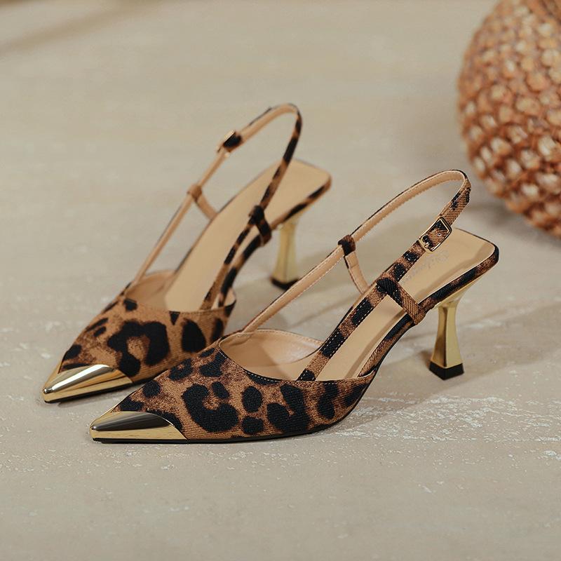 

Женские туфли на высоком каблуке с леопардовым принтом, туфли-лодочки с острым носком, на тонком каблуке, с металлическим мыском, сандалии с открытой пяткой, больших размеров, сексуальные 42 коричневый