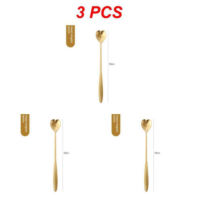 1/3/5PCS Long Handled Stirring Spoon Stainless Steel Creative Gold Coffee Spoon Tea Ice Cream Stirring Spoon Kitchen Accessories
