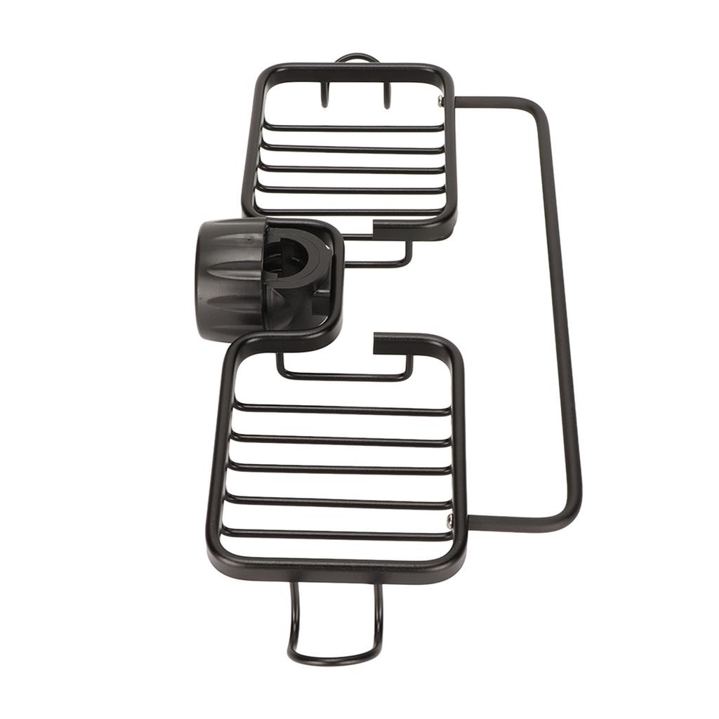 Armatur Ablageregal Aluminium Kunststoff Zwei Behälter mit Handtuchstange für Schwamm Lappen Küche Badezimmer Schwarz