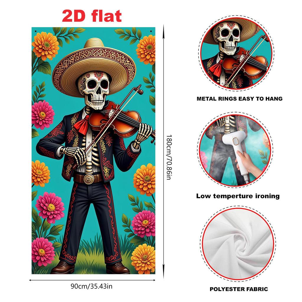 Day of the Dead Outdoor Door Banner - Carnival Party Decoration
