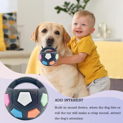 Puppy Teething Ball Interactive Round Squeaky Toys Dog Chewing Ball Pet Training Supplies For Aggressive Chewers For Fetch