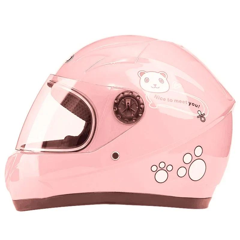 Cute Cartoon Kids Motorcycle Helmet Detachable Full Face Helmet Suitable for All Seasons Children Sports Safety for Cycling