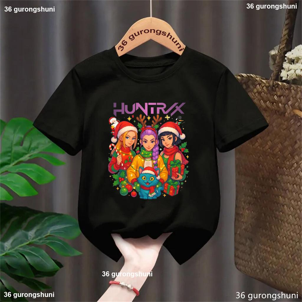 New Movie 'Ghostly Christmas Hunter' Graphic T-Shirt for Girls / Fashion Casual Short Sleeve Top for Holiday Parties