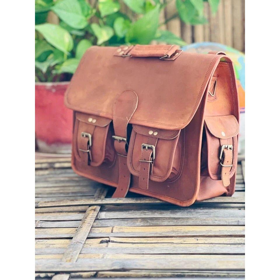 Handmade Luxury Leather Vintage Laptop Messenger Briefcase Bag Satchel
