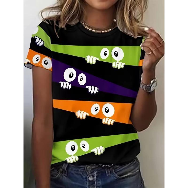 Summer Fashion Women's T-Shirt Cat Dog Animal Print Print 3D Printed Short Sleeve Tops Girl Loose Casual Loose Oversize Outdoor Clothing