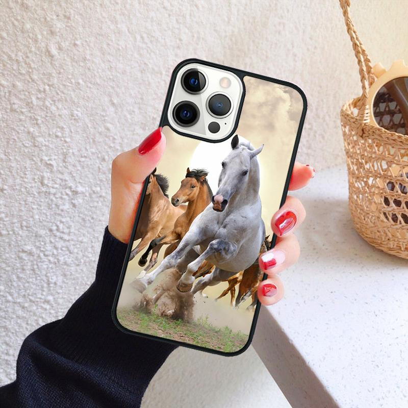 The Running Black Quarter Horse Phone Case for iPhone 17 Air 16 PRO MAX 15 14 PLUS 12 11 13 Cover Fundas Shell Coque