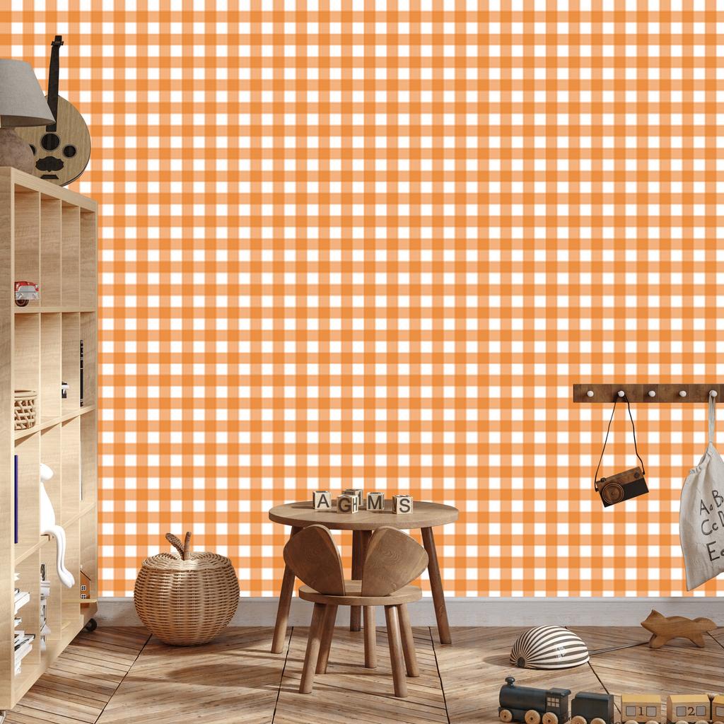 Wallpaper Colorful Retro Checkered Peach and White 50x1000