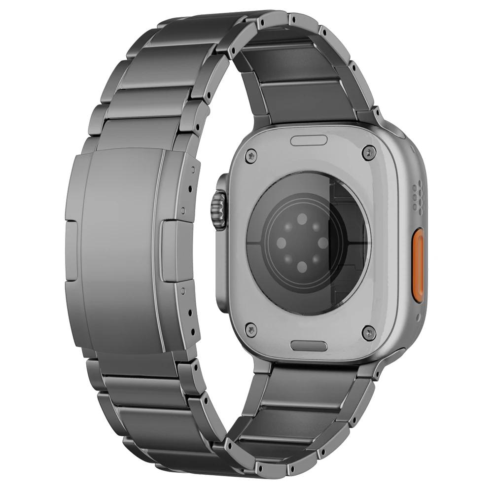 Men Titanium Band for Apple Watch Ultra 2 49mm 46mm 42mm 45 44 40 41 38mm Metal Luxury Strap for Iwatch 10 9 8 7 6 5 Se Bracelet