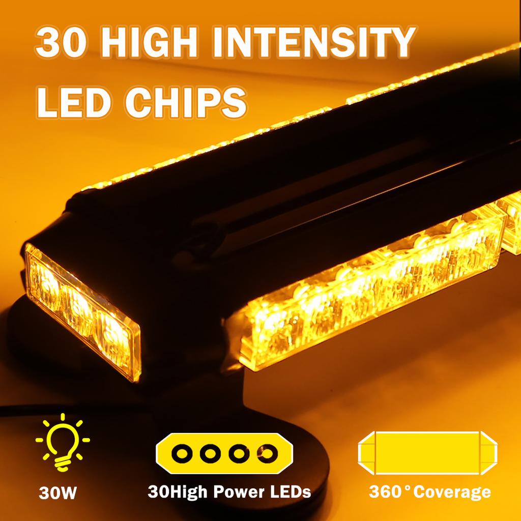 30 LED Bar Car Strobe Warning Light Flashing Poli Lamp Auto Emergency Flasher For Vehicle Truck Motorcycle Roof Waterproof 12V