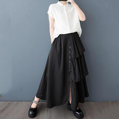 Black Plus Size High Waist Vintage Spring Summer Casual Loose Long for Woman Skirts Womens Skirt