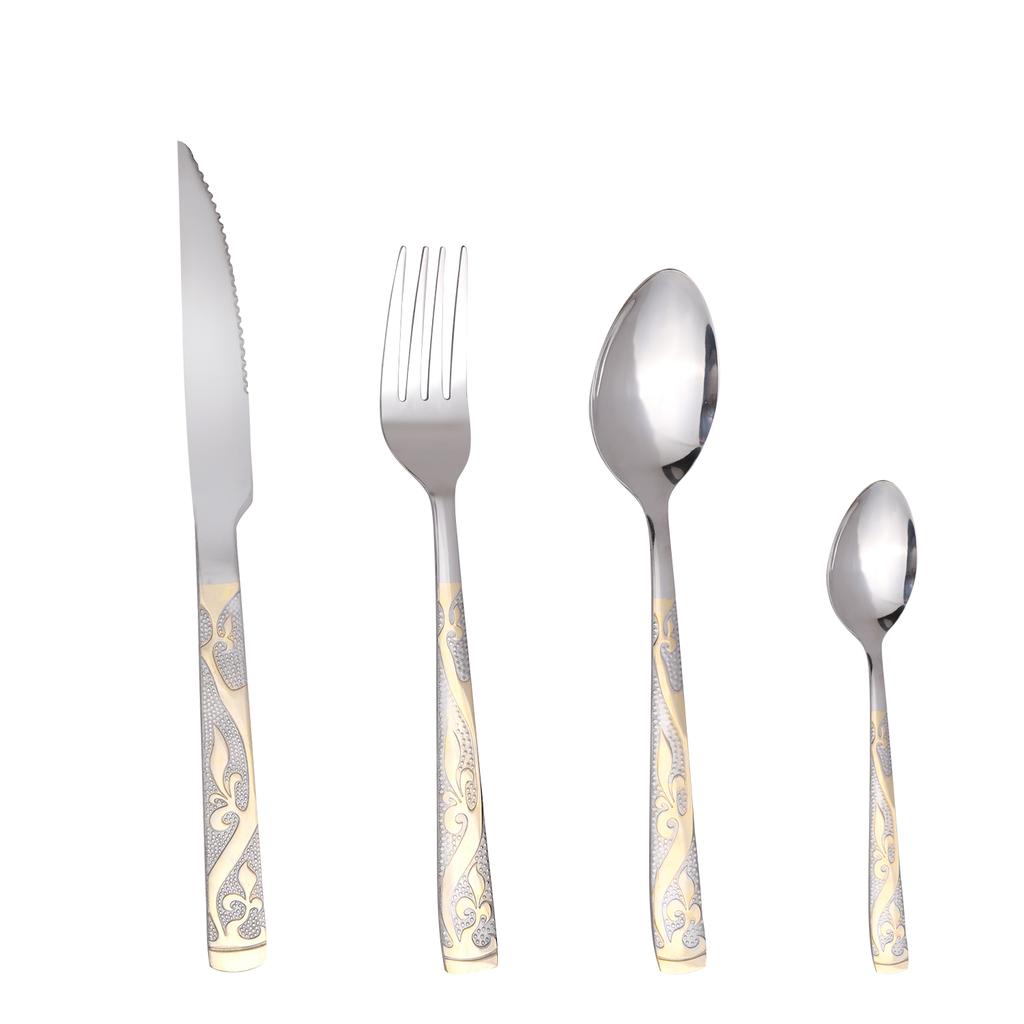4/24 Pieces High Quality Stainless Steel Cutlery Set Knives Forks Spoons Silvery Flatware Tableware Kitchen Restaurant Utensils