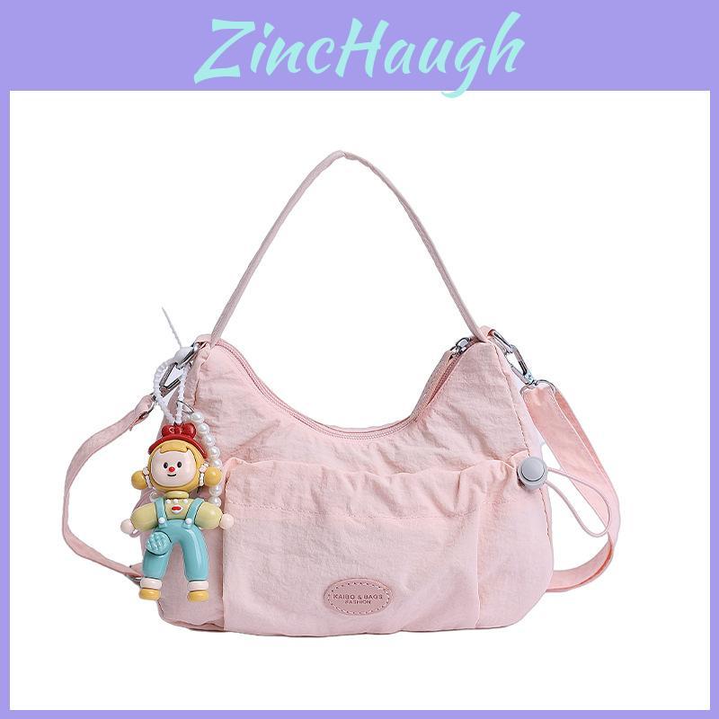 Fashion Nylon Single Shoulder Bag For Women With Zipper Closure And Mobile Pocket