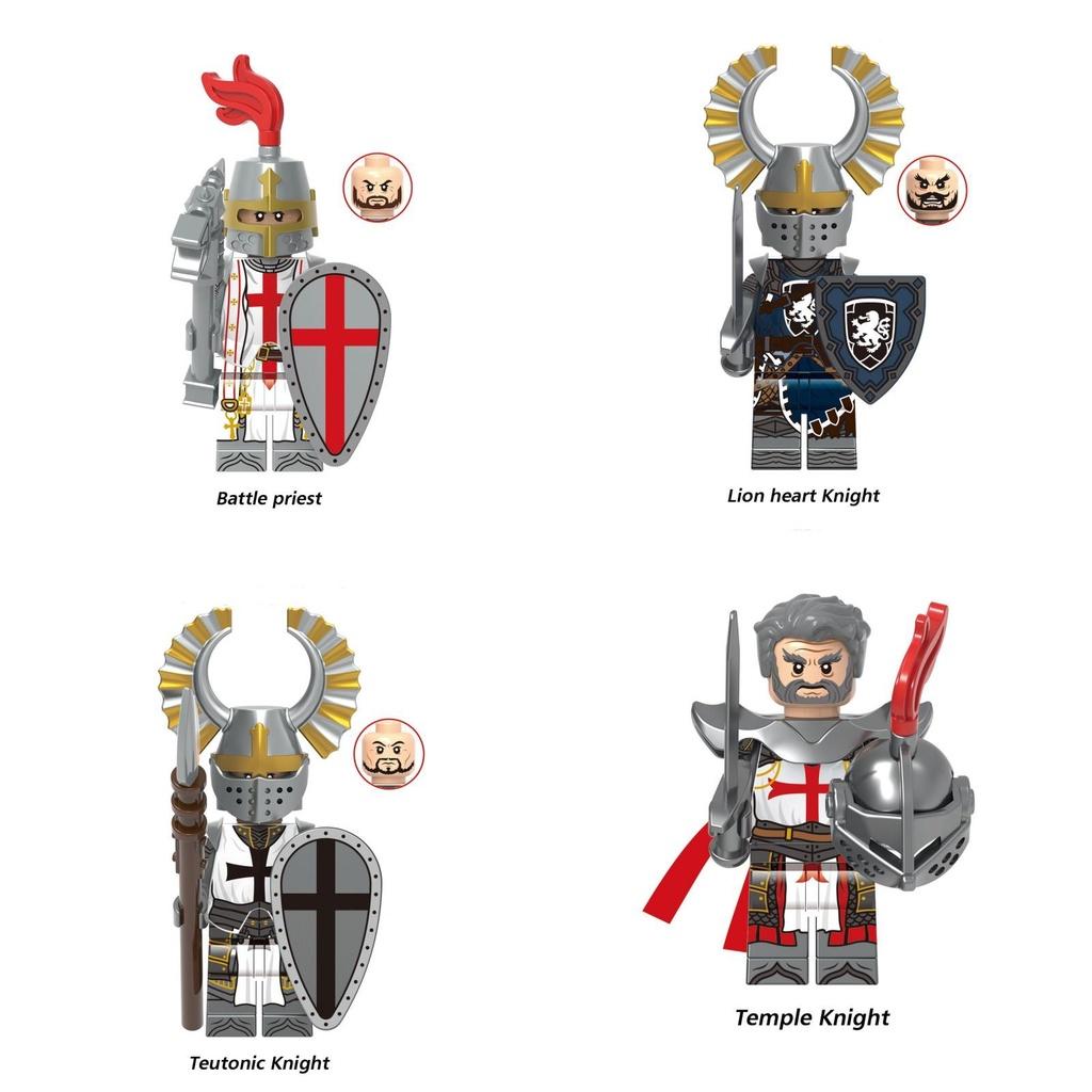 Kinder Bausteine Spielzeug X0348 Mittelalterliche Tempelritter Kaiserlicher Goldener Ritter Kampf Priester Figur