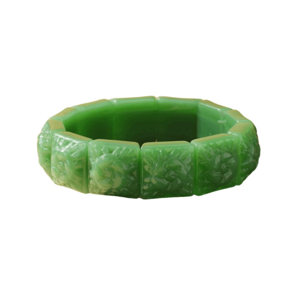 White Jadeite Bangle Amulet Agate Stone Bracelet Fashion Jadeite Flower Bracelet Women Gifts темно-зеленого