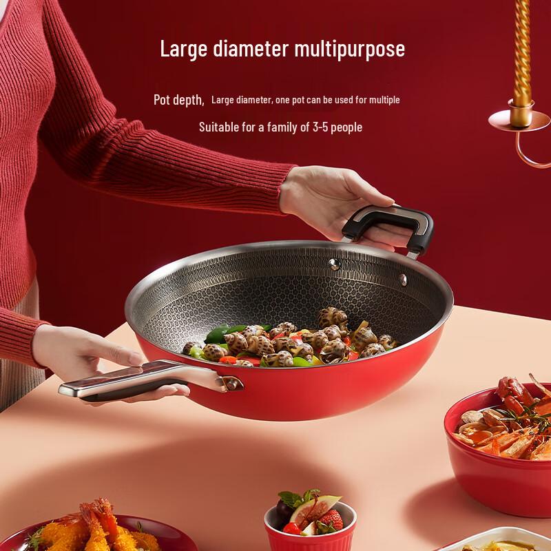 Chui Da Huang 316L Non-stick Stainless Steel Wok 32cm