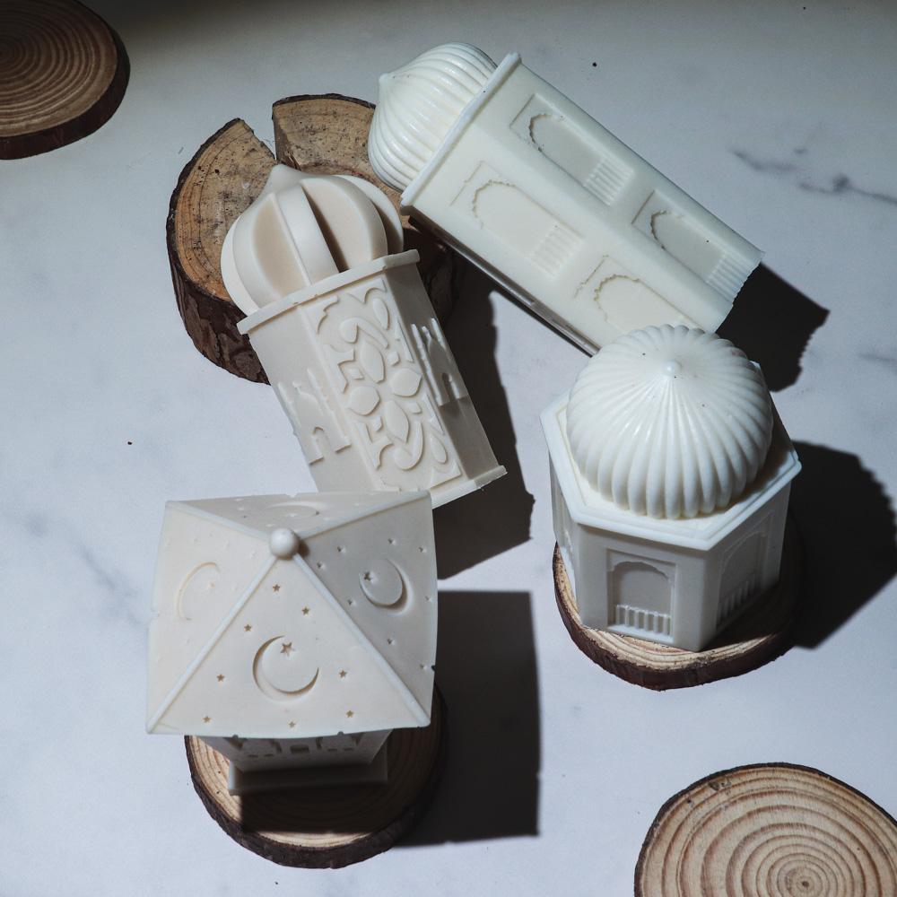 Eid al Fitr Schloss Kerze Silikonform Geometrie Arabische Architektur Kerzenform DIY Gips Harz Werkzeug Religiöse Dekoration