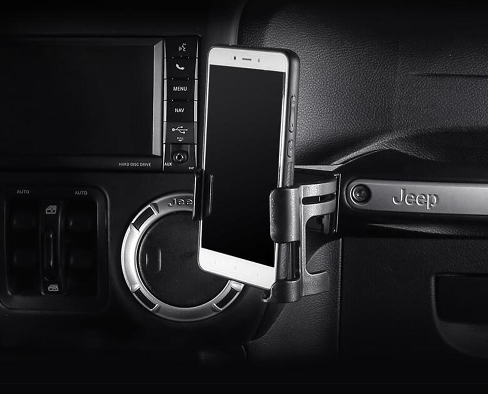 Car Mount Phone Holder GPS Mount Bracket Multifunction Water Cup Drink Stand for Jeep Wrangler JK 2011-2017 Interior Accessories