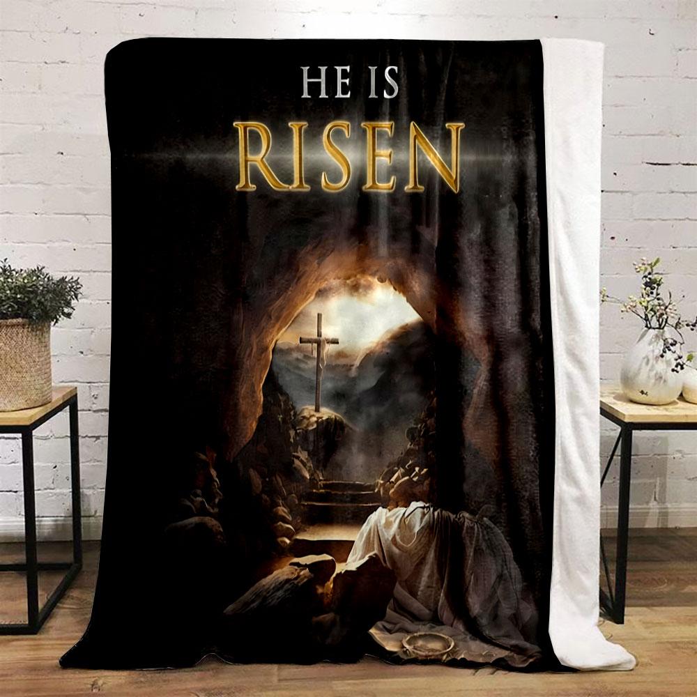He Is Risen Christian Religious Blanket Printed Blanket for Living Room Bed Couch lunch break Soft Cozy Blanket for Friend's festival Gift