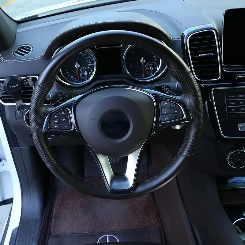 For Mercedes Benz C E Class GLC CLA GLA W205 W213 X253X156 Car Steering Wheel Decoration Frame Cover Trim Stickers Car Accessory