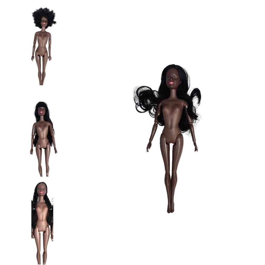 African Doll 30cm Charcoal Black Jointed Nude Doll 80g Weight