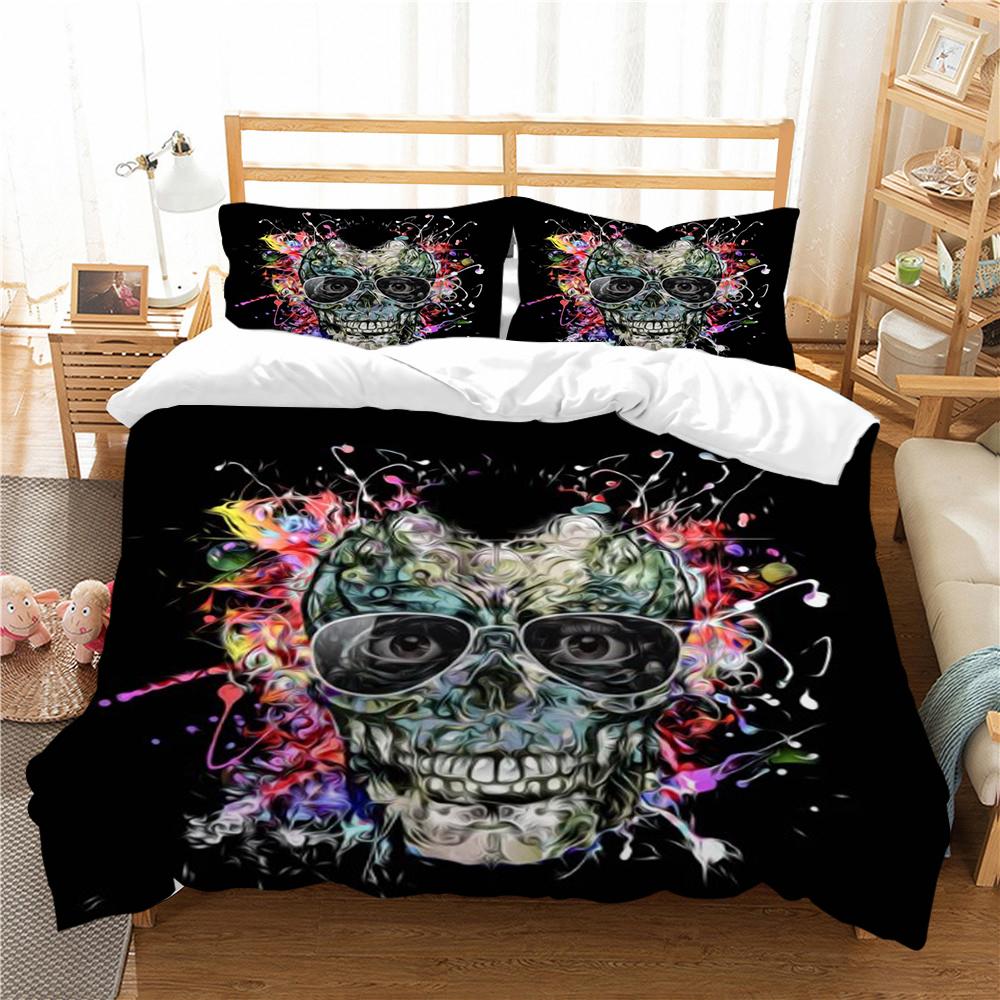 Heimtextilien Totenkopf Druck Bettbezug Totenkopf Muster Bettwäsche Set Cover Design Kissenbezug Highend Mann Bett Set Einzelgröße Bettwäsche