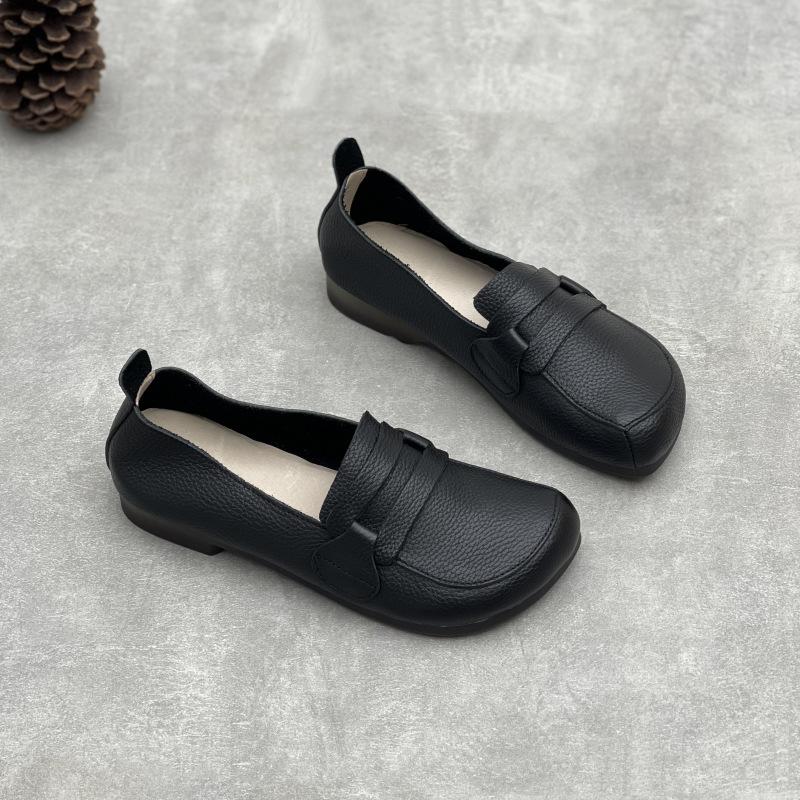 New Retro Single-shoe Flat, Round Toe, Flip-top Casual Women's Shoes