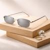 1pc Narrow Rectangular Metal Sunglasses Ultra-Thin Frame Sun Protection Retro Shade for Men Women Business Driving Everyday Wear