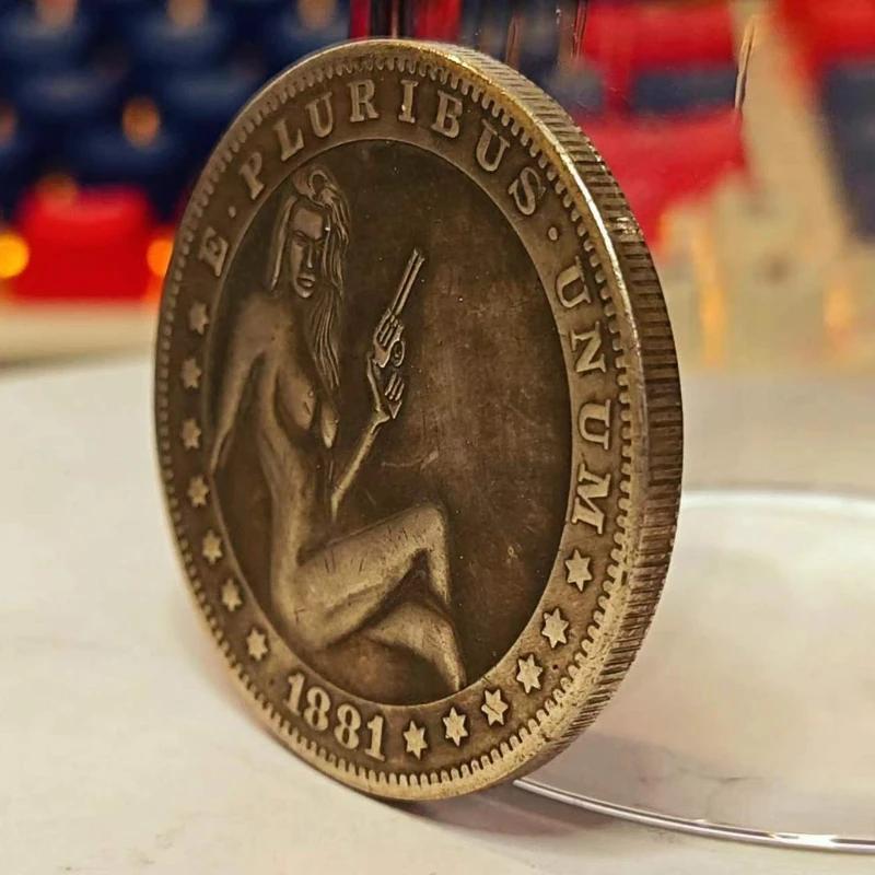 Deep Relief 1881 American Beauty Flower Skull Coin Silver Dollar Micro Seal Collection