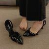 Gothic Shoes Pumps Women High Heels Stiletto Pointed New Elegant Party Sandals Metal Chain Stripper Rivet Korean Sexy Footwear