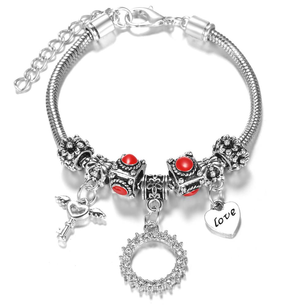 Multi Style Rhinestone 6 Color Beaded Bangle Lobster Buckle Adjustable Snake Chain Elephant Bracelet Pendant Woman Jewelry Gift