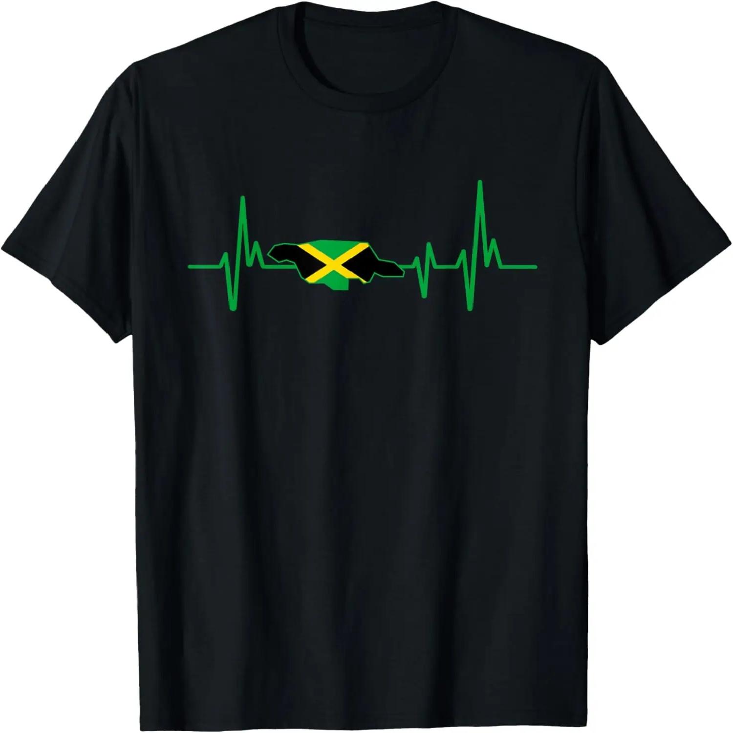 Heartbeat Design Jamaican Flag Jamaica T-Shirt S