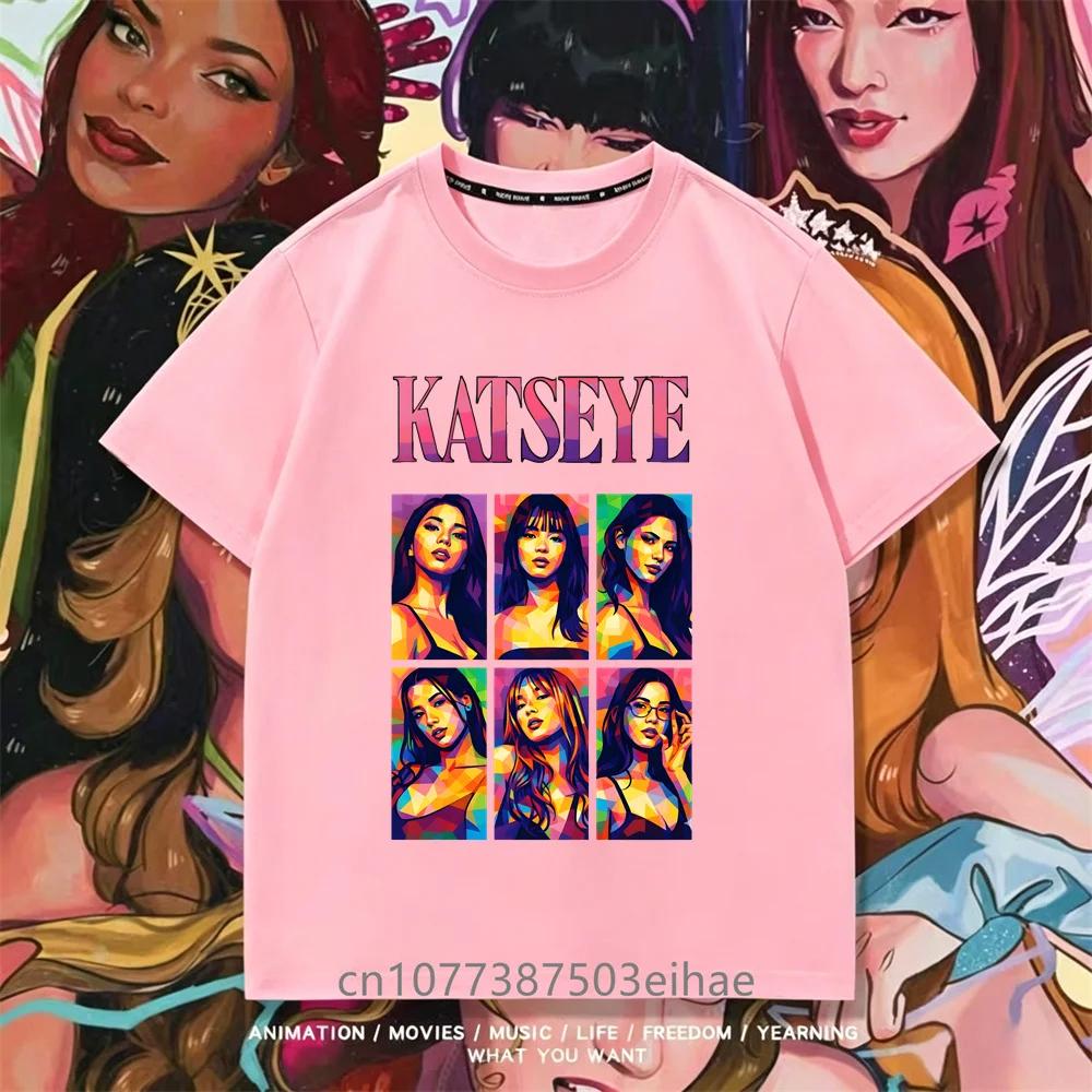 Summer Essential KATSEYE Print T Shirt Youth Girls Short Sleeve Casual Top Stylish Streetwear Daily Travel Casual Kid Apparel 100
