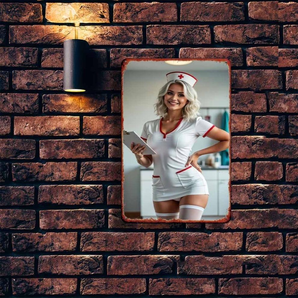 Nurse Theme Retro Metal Sign - Medical Career Wall Art Decor Durable Metal Plaque for Bedroom Bar Garage Garden Outdoor