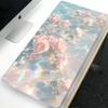 Water and Flower Mouse Pad XXL Desk Mat In Blue Pink Green White Stylish Design for Computers Offices and Gaming Keyboards