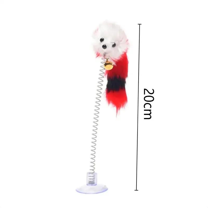 

Interactive Cat Toy Spring Suction Cup Mouse Feather Wand with Bell for Indoor Cats Kitten Teaser Playing