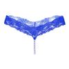 Women G String Faux Pearls Lace See Through Transparent