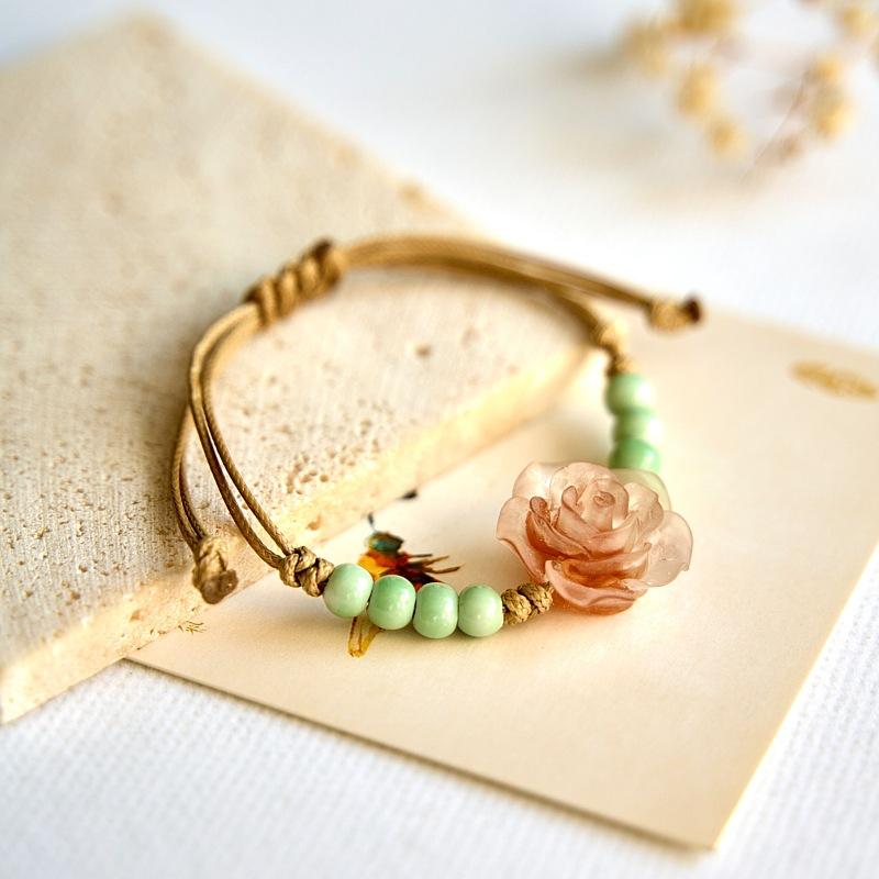 New Chinese Flower Woven Bracelet Wholesale Hot-selling Retro Jewelry Ethnic Style Ceramic Bracelet Accessories