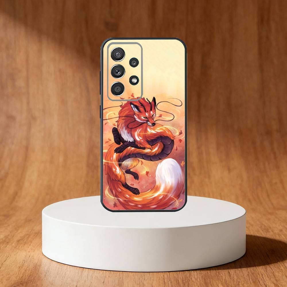 Cute Fox Cartoon Phone Case For Samsung S25,S24,S21,S22,S23,S30,Ultra,S20,Plus,Fe,Note,10,9,5G Black Cover