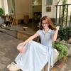 Fashion Design POLO Collar Strap Short-sleeved Dress Women's Summer New Niche Chic Thin Medium and Long Dress