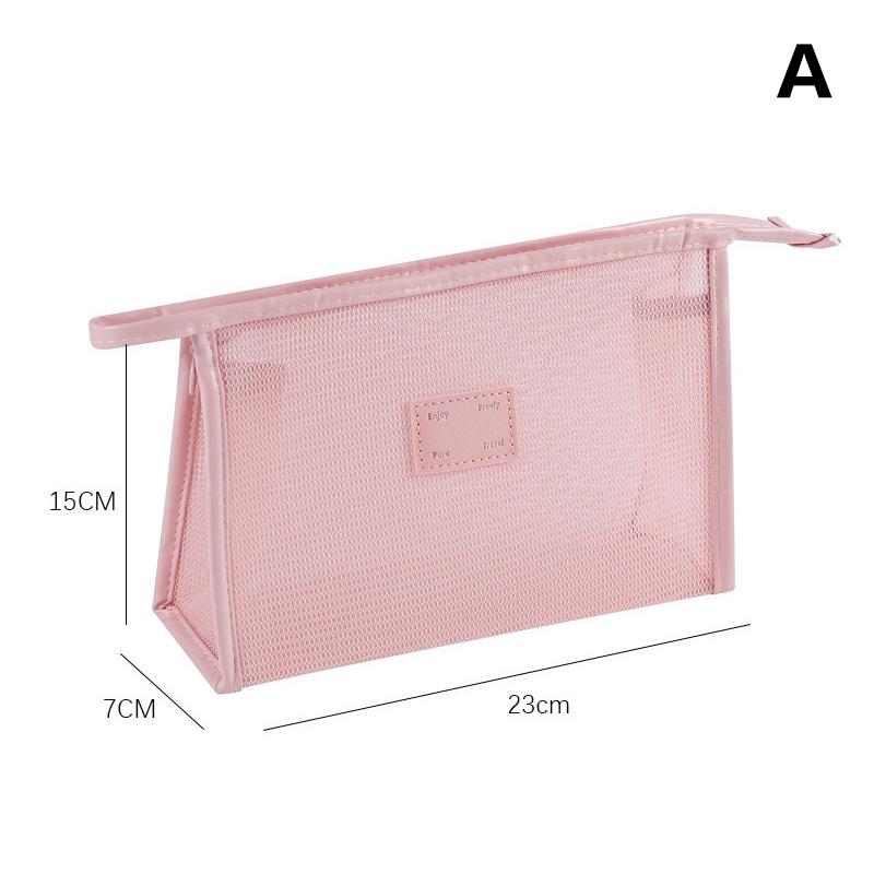 

Сітчаста сумка для макіяжу, сумка для прання, косметичка, контейнер на блискавці для жінок, сумка для туалетного приладдя, органайзер для макіяжу, портативна сумка для зберігання A рожевий