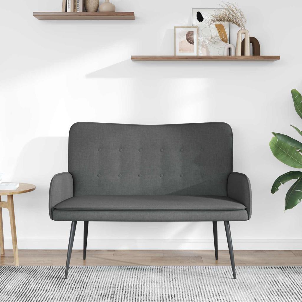 2 Seater Sofa Dark Grey 115 x 61 x 87 cm Fabric