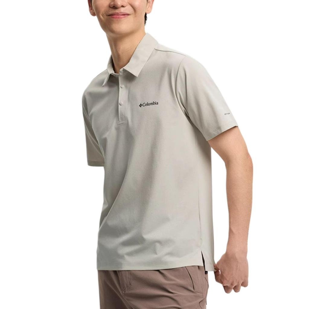 Columbia Travel Series Solid Logo Moisture-Wicking Breathable Pullover Short Sleeve Polo Shirt Men tops Light-Khaki AE3027-278