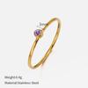 European and American fashion single colored diamond titanium steel ring female simple popular niche design plain ring stainless steel ring