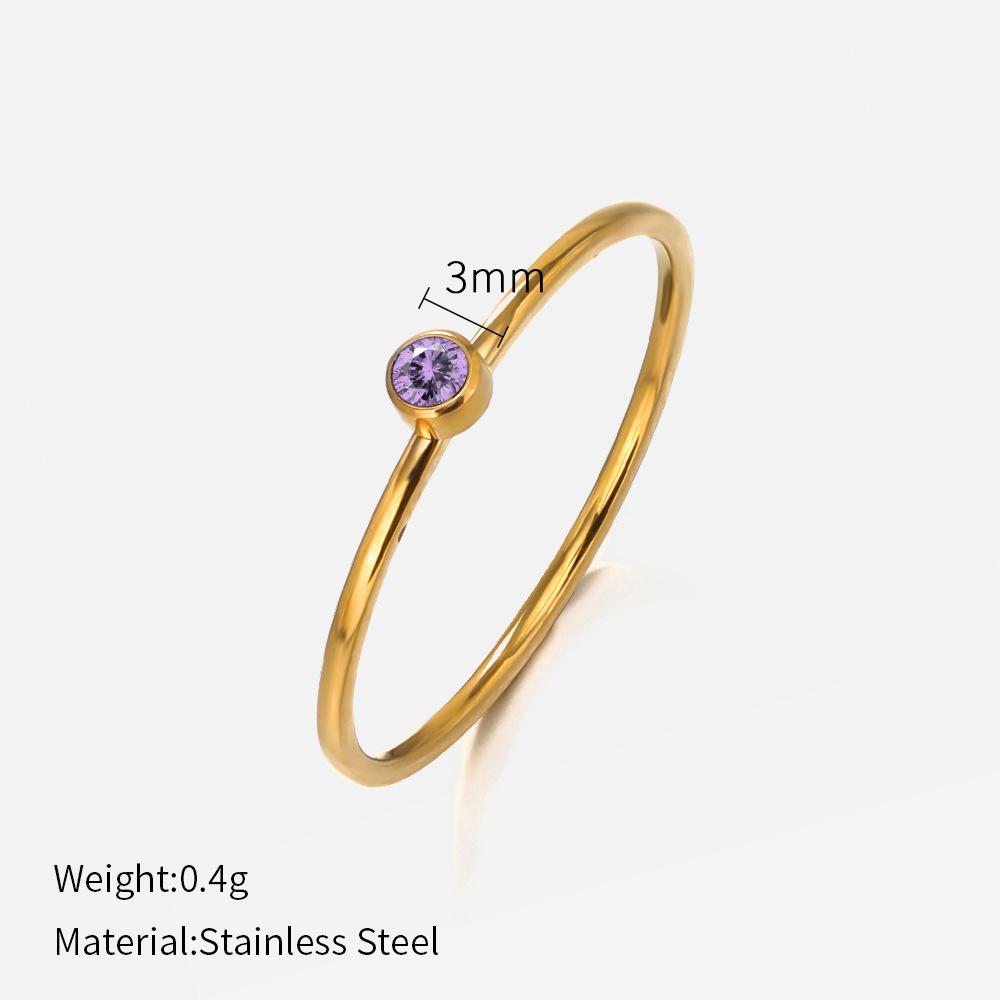 European and American fashion single colored diamond titanium steel ring female simple popular niche design plain ring stainless steel ring