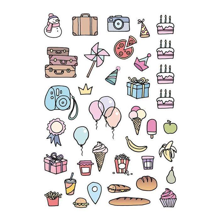 Décalcomanies pour planner - ARTEMIO - Nourriture - Multicolore - A5 - 40 motifs