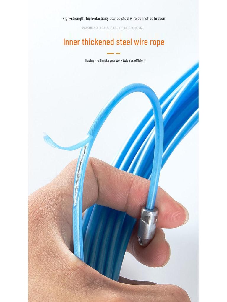 Electrician Pull Wire Threader with Roller Head for Concealed Wire Conduit