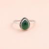 Pear Malachite Ring In 925 Sterling Silver, Boho Cabochon Green Stone Ring, Vintage Handmade Statement Jewelry