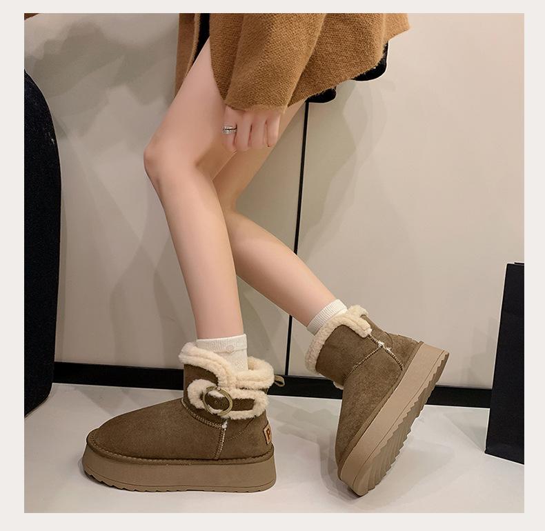 Thick-soled tube warm snow boots children's winter new plush thickened fluffy shoes large cotton shoes